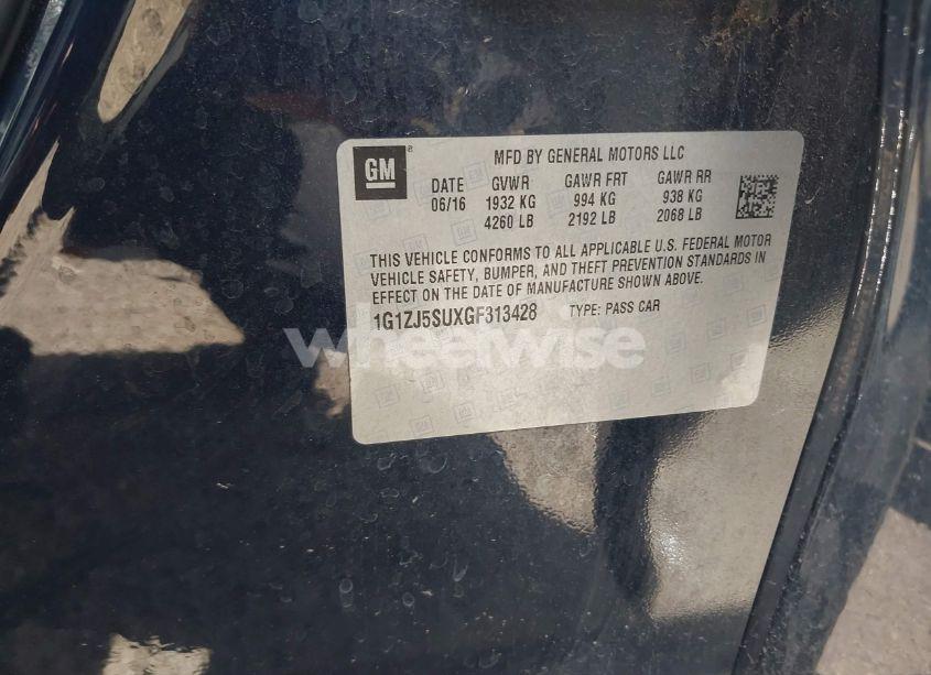 Photo 9 of 2016 Chevrolet Malibu HYBRID (VIN 1G1ZJ5SUXGF313428)