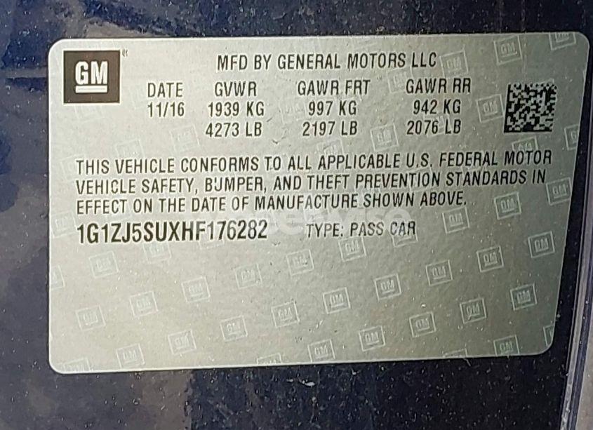 Photo 9 of 2017 Chevrolet Malibu HYBRID (VIN 1G1ZJ5SUXHF176282)