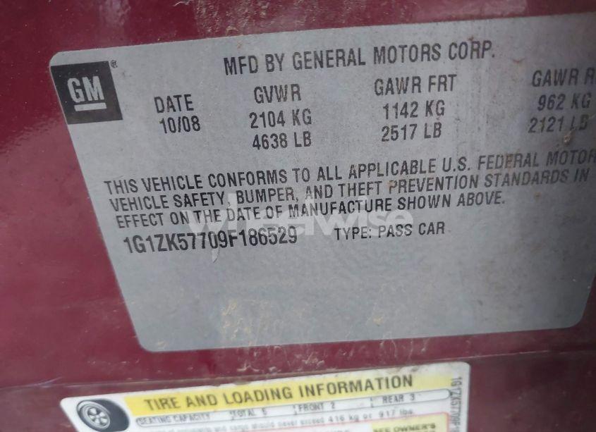 Photo 9 of 2009 Chevrolet Malibu LTZ (VIN 1G1ZK57709F186529)