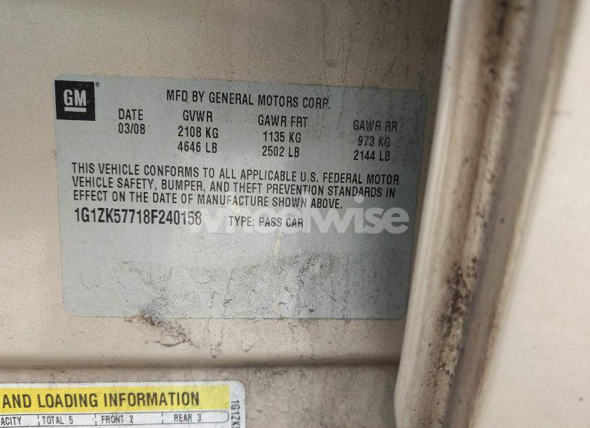 Photo 9 of 2008 Chevrolet Malibu LTZ (VIN 1G1ZK57718F240158)