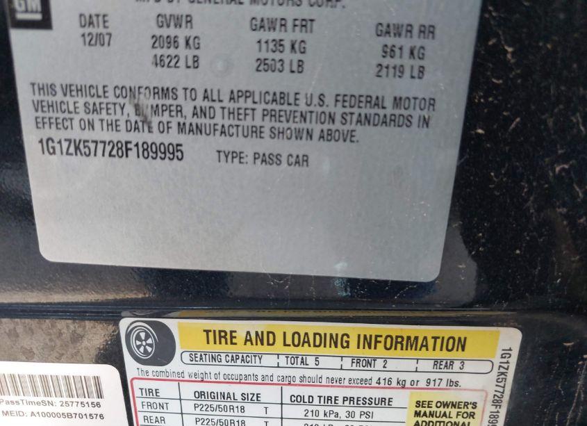 Photo 9 of 2008 Chevrolet Malibu LTZ (VIN 1G1ZK57728F189995)