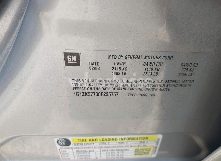 Photo 9 of 2008 Chevrolet Malibu LTZ (VIN 1G1ZK57738F225757)