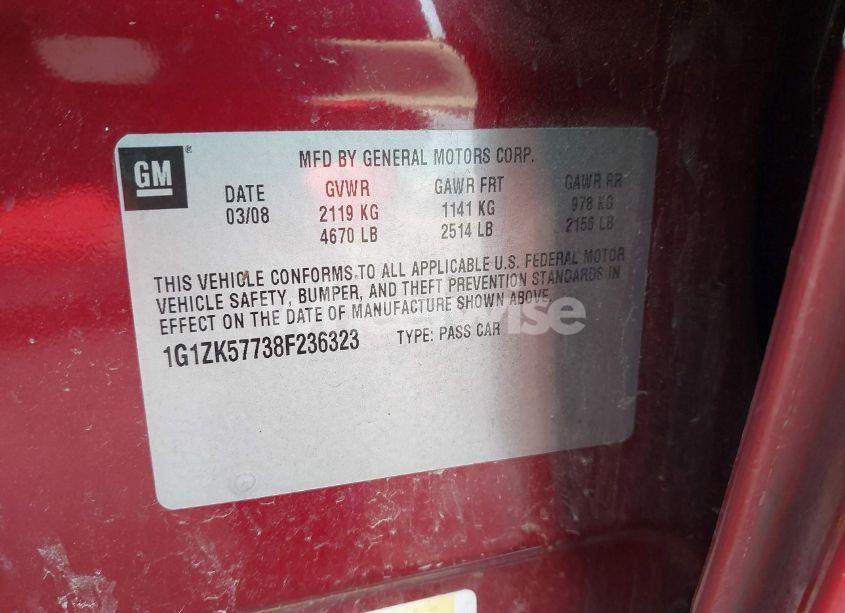 Photo 9 of 2008 Chevrolet Malibu LTZ (VIN 1G1ZK57738F236323)