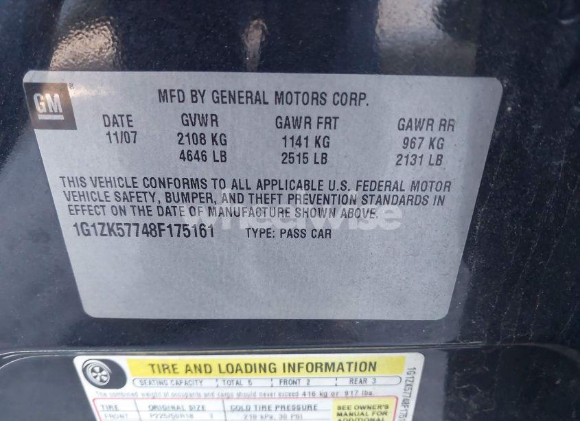 Photo 9 of 2008 Chevrolet Malibu LTZ (VIN 1G1ZK57748F175161)