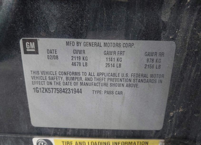 Photo 9 of 2008 Chevrolet Malibu LTZ (VIN 1G1ZK577584231944)