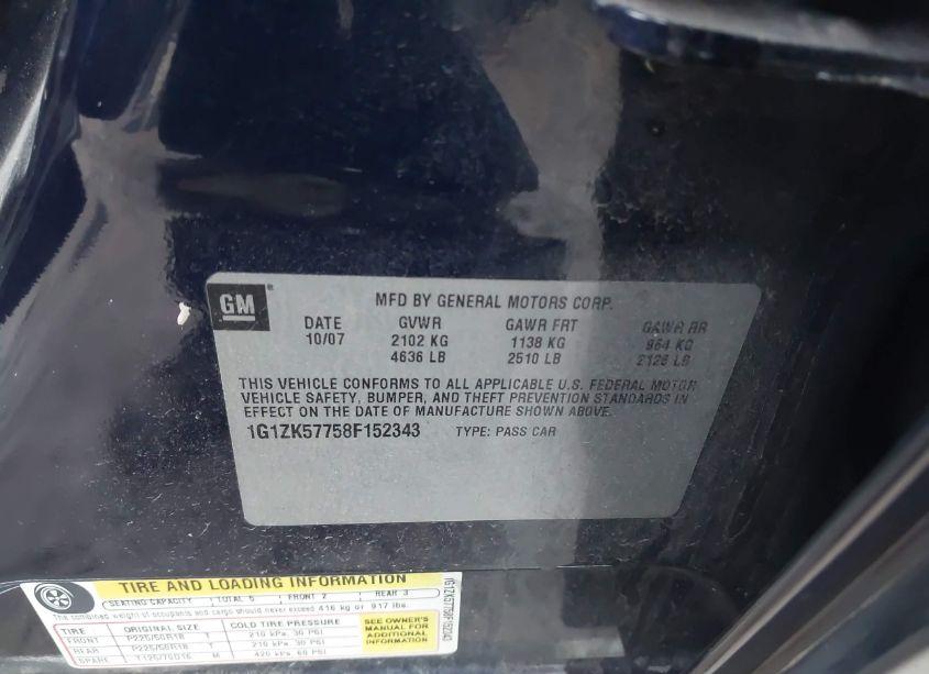 Photo 9 of 2008 Chevrolet Malibu LTZ (VIN 1G1ZK57758F152343)