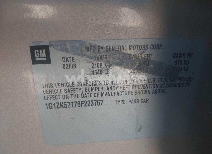 Photo 8 of 2008 Chevrolet Malibu LTZ (VIN 1G1ZK57778F223767)
