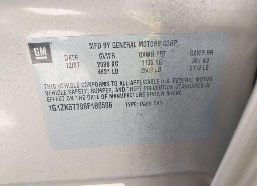 Photo 9 of 2008 Chevrolet Malibu LTZ (VIN 1G1ZK57798F180596)