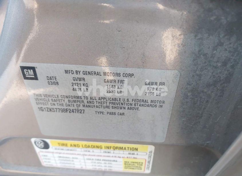 Photo 9 of 2008 Chevrolet Malibu LTZ (VIN 1G1ZK57798F247827)