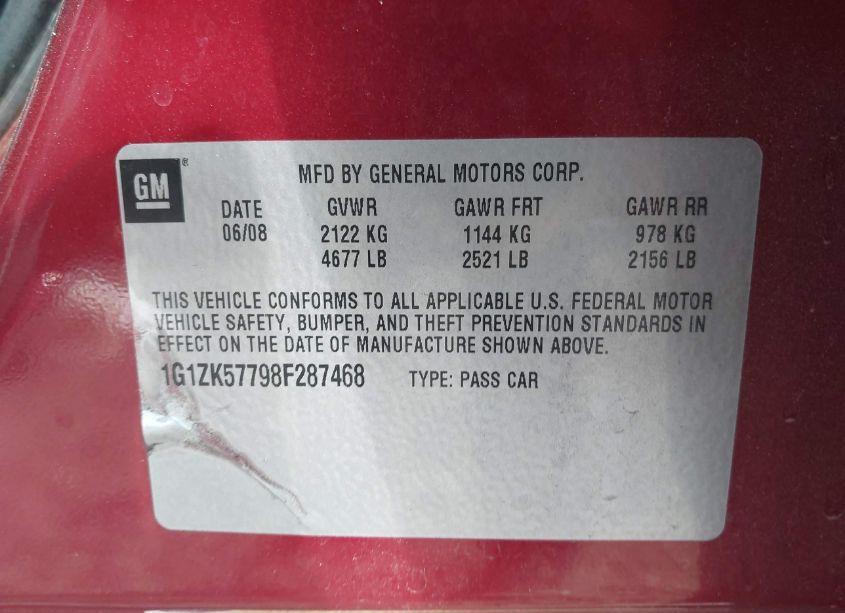 Photo 9 of 2008 Chevrolet Malibu LTZ (VIN 1G1ZK57798F287468)