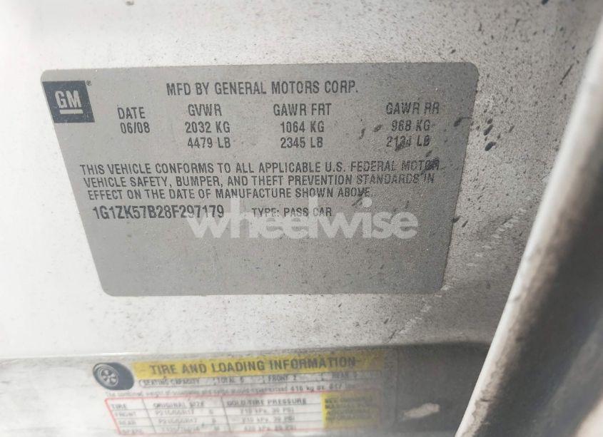 Photo 9 of 2008 Chevrolet Malibu LTZ (VIN 1G1ZK57B28F297179)