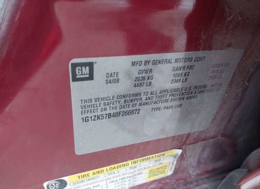 Photo 9 of 2008 Chevrolet Malibu LTZ (VIN 1G1ZK57B48F266872)