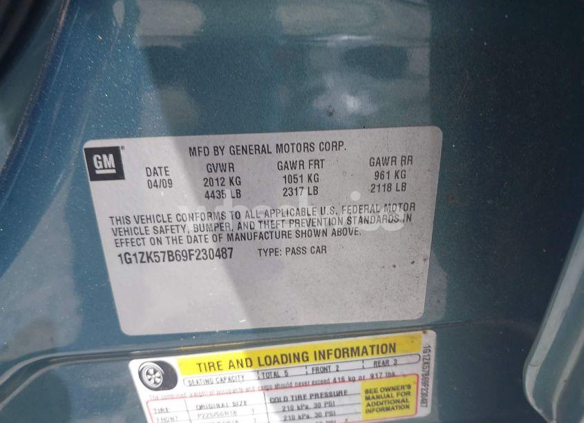 Photo 9 of 2009 Chevrolet Malibu LTZ (VIN 1G1ZK57B69F230487)