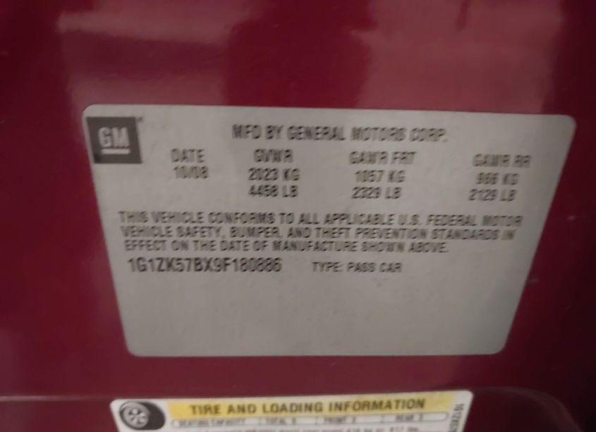 Photo 9 of 2009 Chevrolet Malibu LTZ (VIN 1G1ZK57BX9F180886)