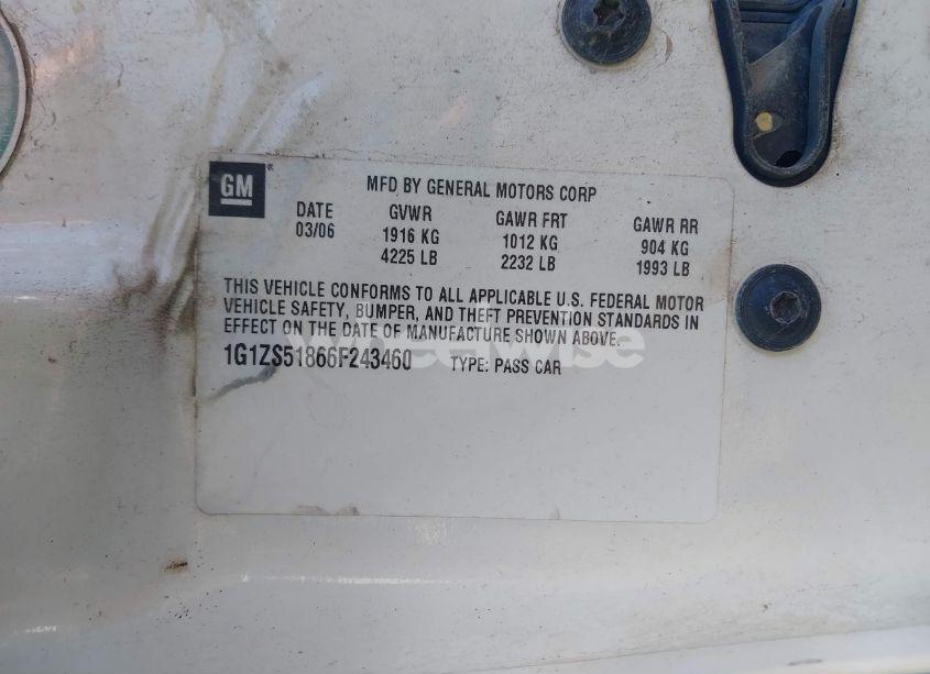 Photo 9 of 2006 Chevrolet Malibu LS (VIN 1G1ZS51866F243460)