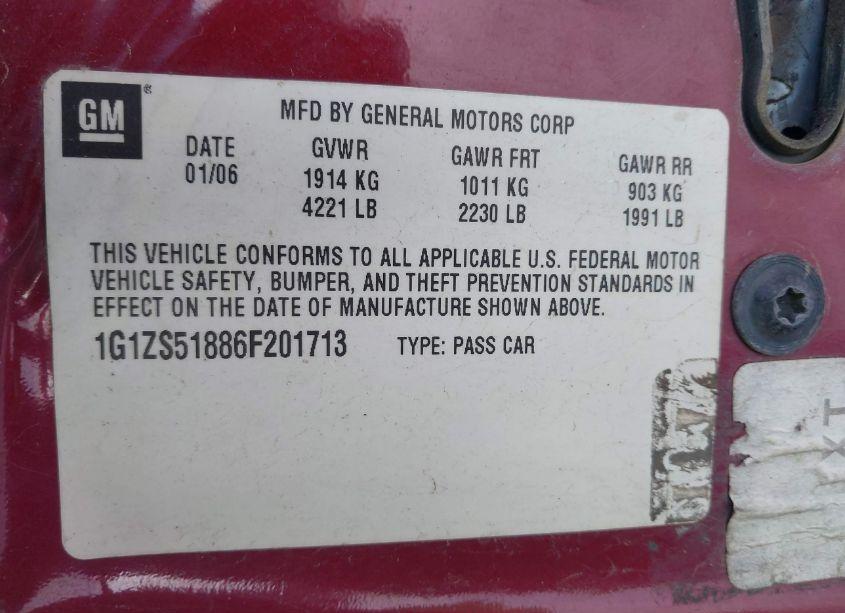 Photo 9 of 2006 Chevrolet Malibu LS (VIN 1G1ZS51886F201713)