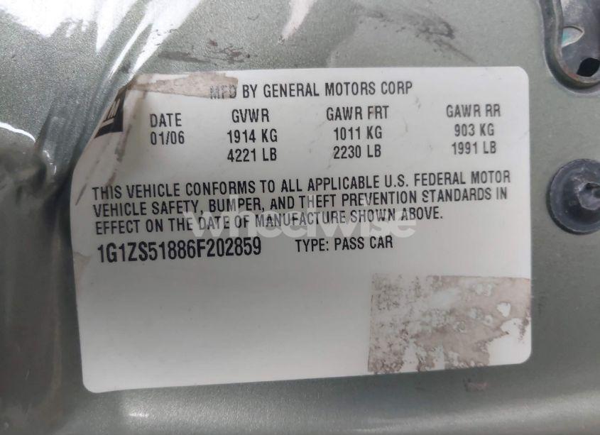 Photo 9 of 2006 Chevrolet Malibu LS (VIN 1G1ZS51886F202859)