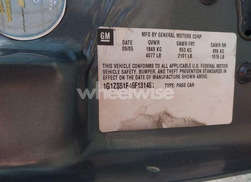 Photo 9 of 2006 Chevrolet Malibu LS (VIN 1G1ZS51F46F131481)