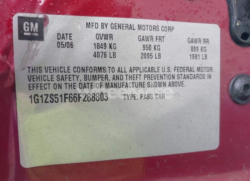 Photo 9 of 2006 Chevrolet Malibu LS (VIN 1G1ZS51F66F288803)