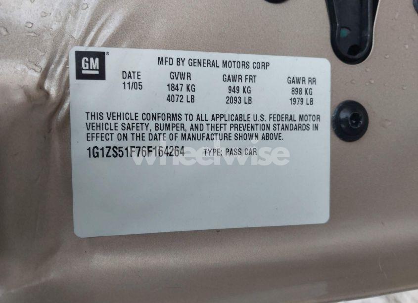 Photo 9 of 2006 Chevrolet Malibu LS (VIN 1G1ZS51F76F164264)