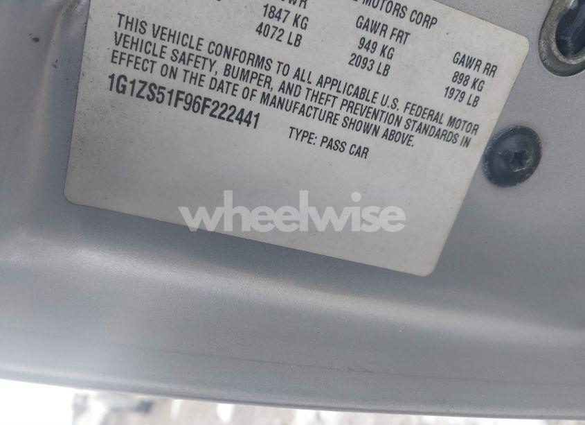 Photo 9 of 2006 Chevrolet Malibu LS (VIN 1G1ZS51F96F222441)