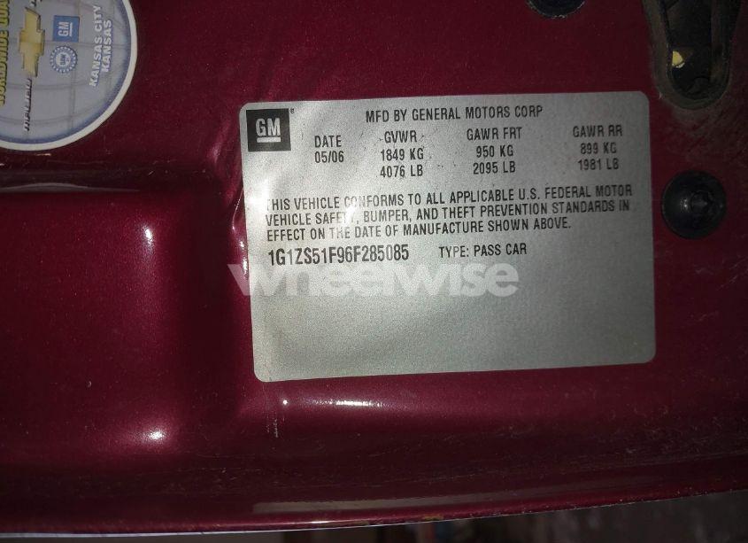 Photo 9 of 2006 Chevrolet Malibu LS (VIN 1G1ZS51F96F285085)