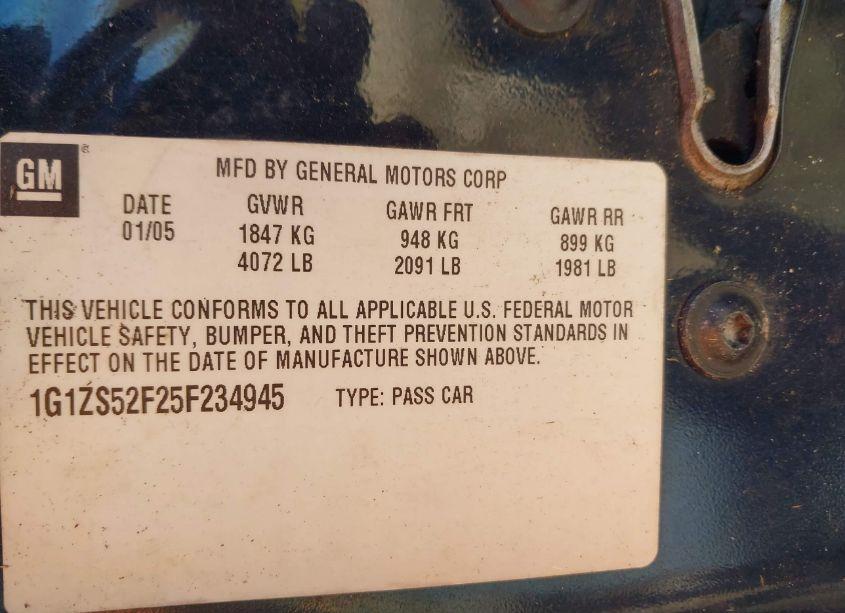 Photo 9 of 2005 Chevrolet Malibu (VIN 1G1ZS52F25F234945)