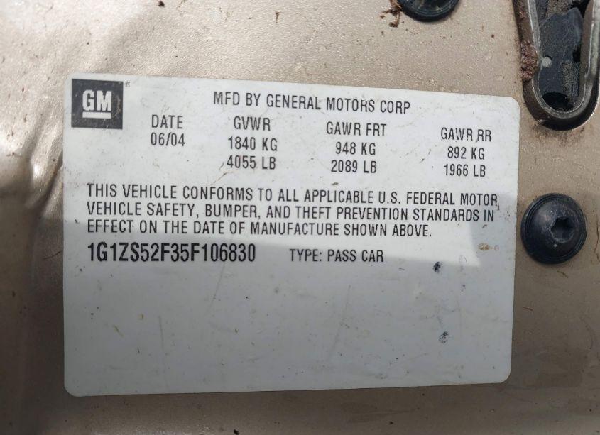 Photo 9 of 2005 Chevrolet Malibu (VIN 1G1ZS52F35F106830)