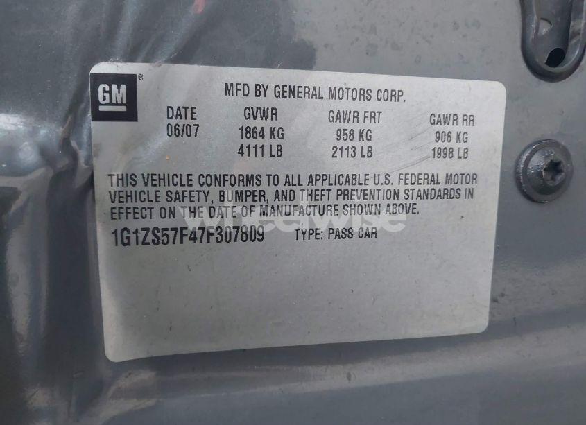 Photo 9 of 2007 Chevrolet Malibu LS (VIN 1G1ZS57F47F307809)