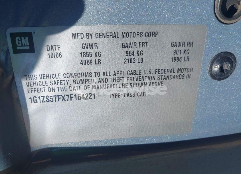 Photo 9 of 2007 Chevrolet Malibu LS (VIN 1G1ZS57FX7F164221)