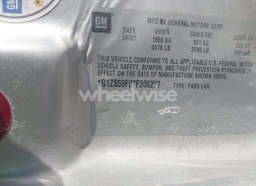 Photo 9 of 2007 Chevrolet Malibu LS (VIN 1G1ZS58F07F306297)