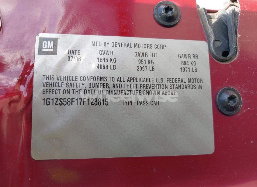 Photo 9 of 2007 Chevrolet Malibu LS (VIN 1G1ZS58F17F123815)