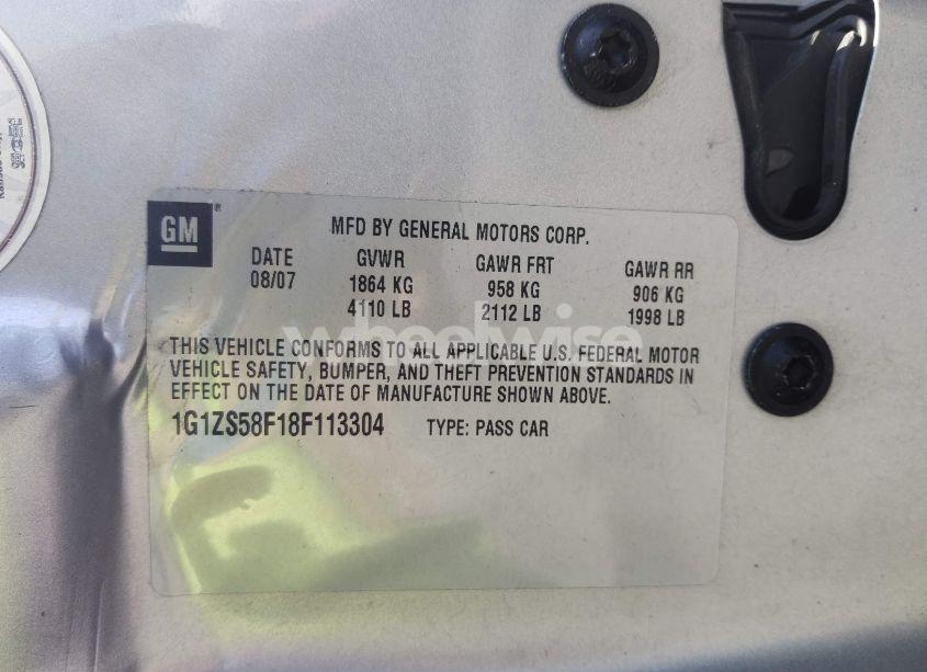 Photo 9 of 2008 Chevrolet Malibu CLASSIC LS (VIN 1G1ZS58F18F113304)