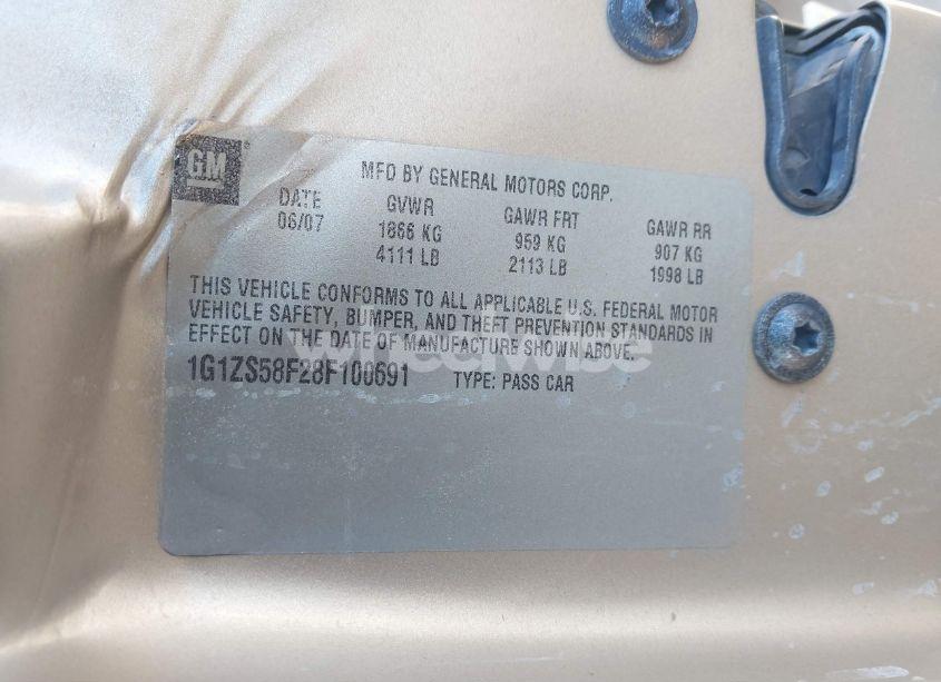Photo 9 of 2008 Chevrolet Malibu CLASSIC LS (VIN 1G1ZS58F28F100691)