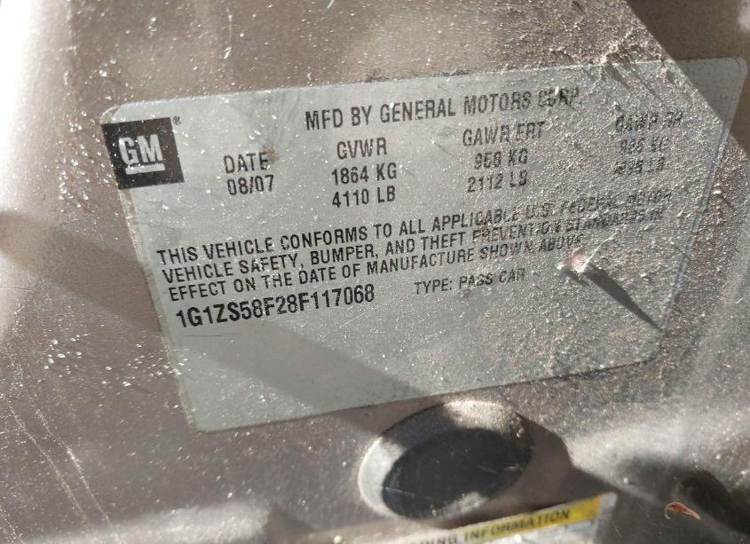 Photo 9 of 2008 Chevrolet Malibu CLASSIC LS (VIN 1G1ZS58F28F117068)