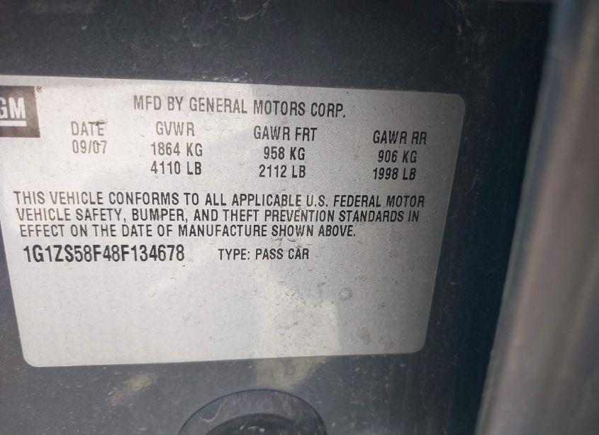 Photo 9 of 2008 Chevrolet Malibu CLASSIC LS (VIN 1G1ZS58F48F134678)