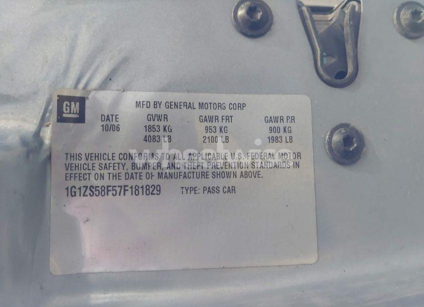 Photo 9 of 2007 Chevrolet Malibu LS (VIN 1G1ZS58F57F181829)