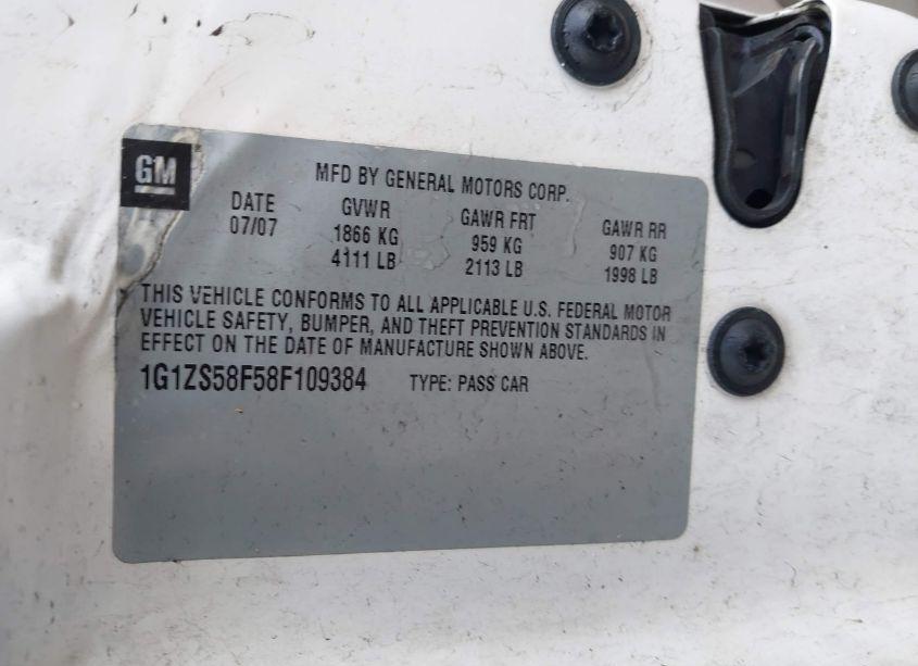 Photo 9 of 2008 Chevrolet Malibu CLASSIC LS (VIN 1G1ZS58F58F109384)