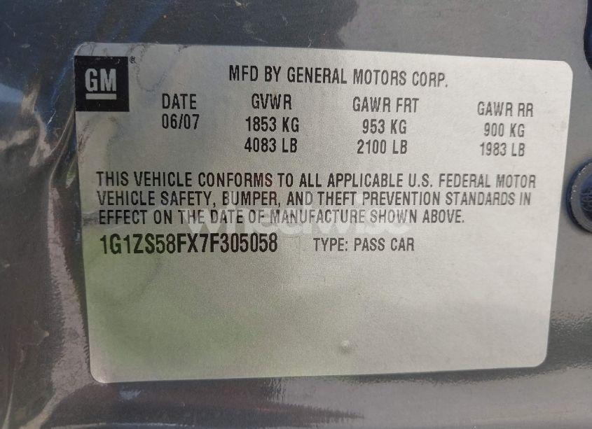 Photo 9 of 2007 Chevrolet Malibu LS (VIN 1G1ZS58FX7F305058)