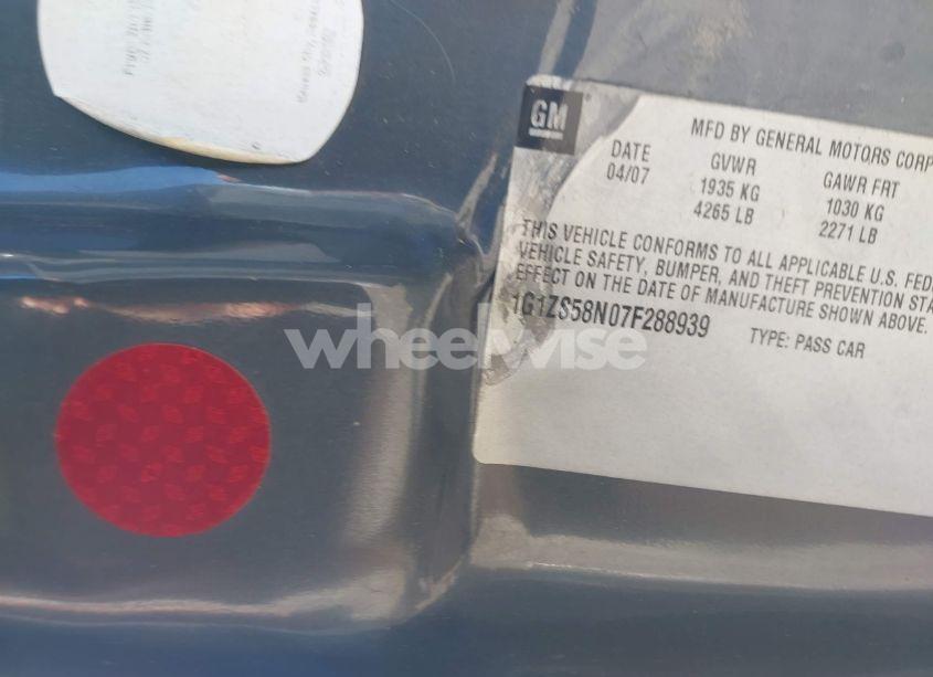 Photo 9 of 2007 Chevrolet Malibu LS (VIN 1G1ZS58N07F288939)