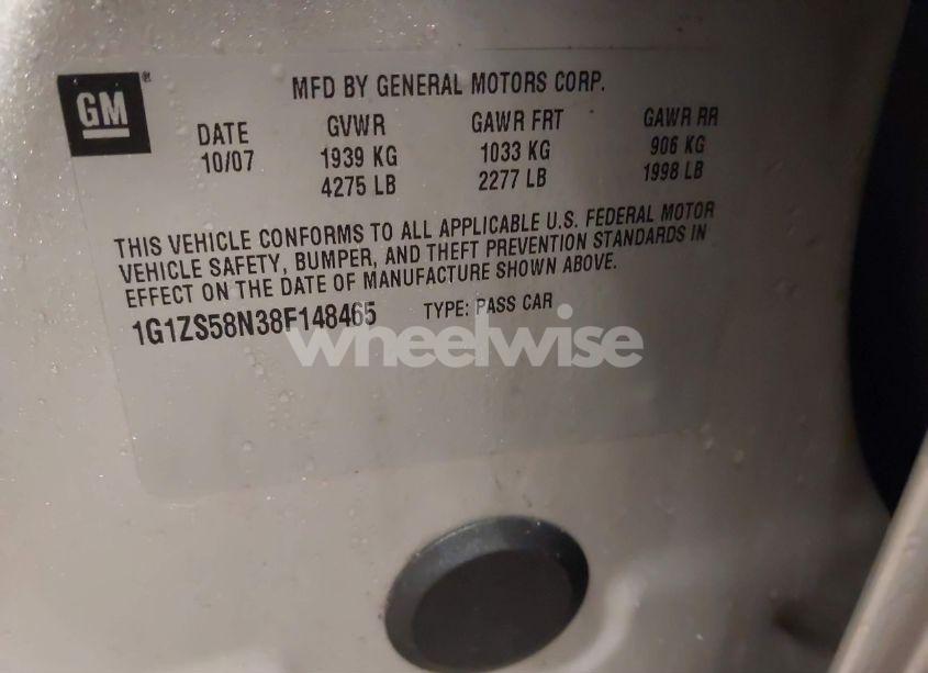 Photo 9 of 2008 Chevrolet Malibu CLASSIC LS (VIN 1G1ZS58N38F148465)