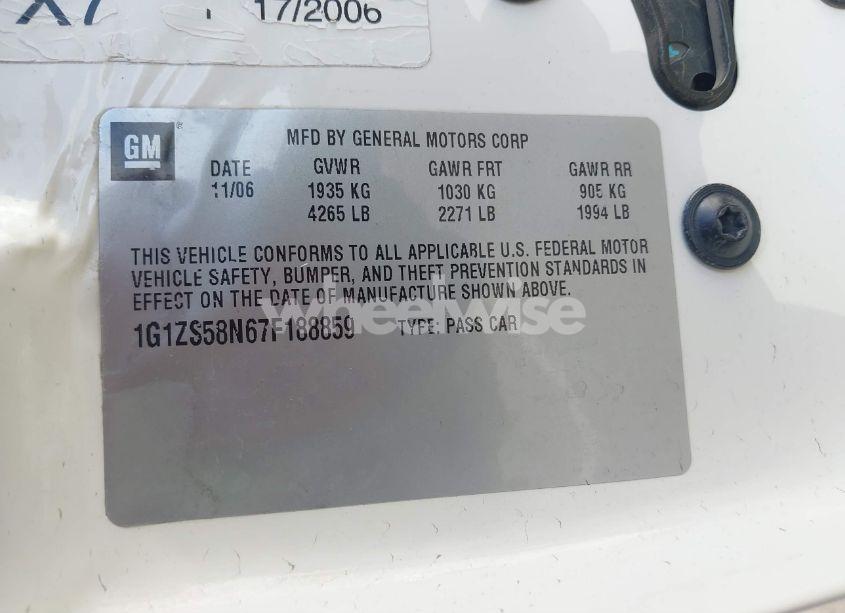 Photo 9 of 2007 Chevrolet Malibu LS (VIN 1G1ZS58N67F188859)