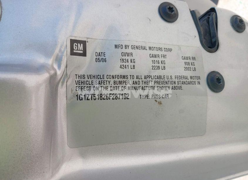 Photo 9 of 2006 Chevrolet Malibu LT (VIN 1G1ZT51826F287162)