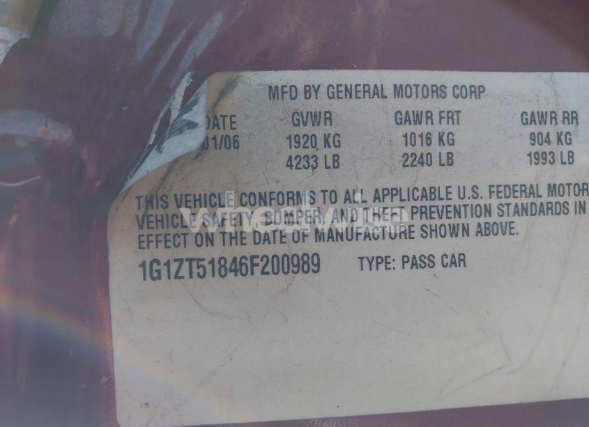 Photo 8 of 2006 Chevrolet Malibu LT (VIN 1G1ZT51846F200989)