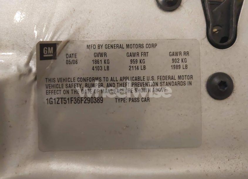 Photo 9 of 2006 Chevrolet Malibu LT (VIN 1G1ZT51F36F290389)