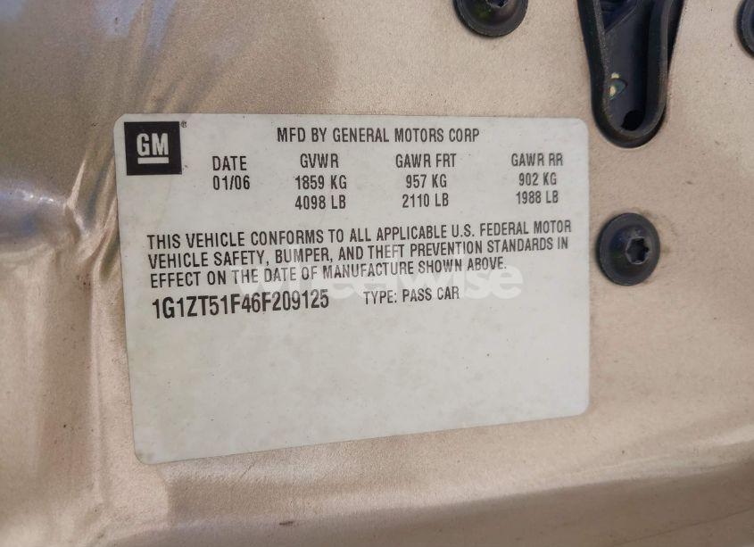 Photo 9 of 2006 Chevrolet Malibu LT (VIN 1G1ZT51F46F209125)