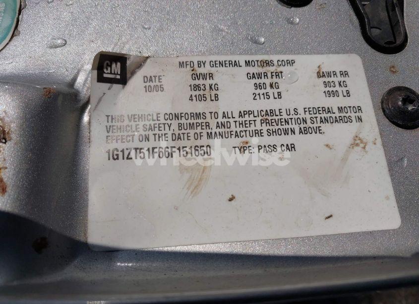 Photo 9 of 2006 Chevrolet Malibu LT (VIN 1G1ZT51F66F151650)