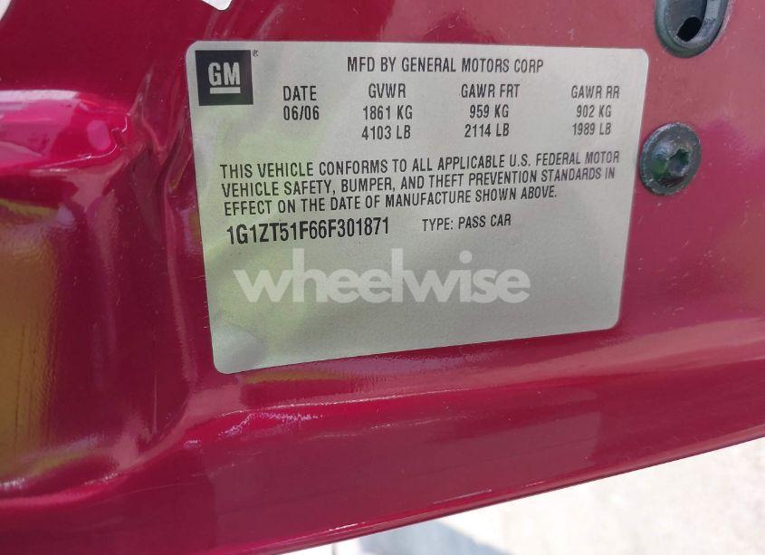 Photo 9 of 2006 Chevrolet Malibu LT (VIN 1G1ZT51F66F301871)