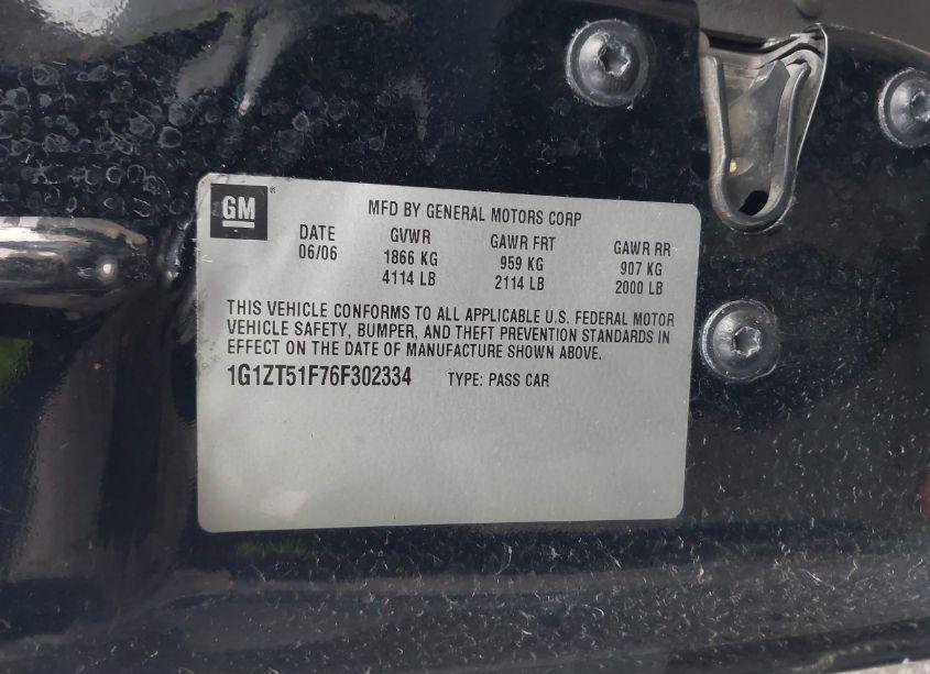 Photo 9 of 2006 Chevrolet Malibu LT (VIN 1G1ZT51F76F302334)