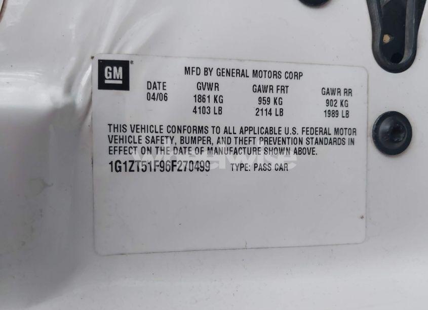 Photo 9 of 2006 Chevrolet Malibu LT (VIN 1G1ZT51F96F270499)